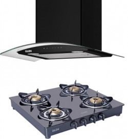 Glen 6063AC60+Cooktop 1043BB Combo BL Auto Clean with Powerful Suction Capacity,Motion Sensor Wall Mounted Chimney(Black 1200 CMH)