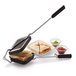 HOMEST Grill and Toast Sandwich Maker with Non-Stick Cookware, 1 Piece, Black. (GRILL TOASTER)