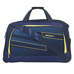 Priority ARC 51 cm Navy Blue Polyester 2 Wheel Duffle Trolley Bag | Travel Luggage for Men's & Women's