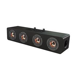 LANDMARK LM BT1024FM Stereo Channel Roar 20 Watts Dynamic Sound Wireless Wooden Finish Bluetooth Soundbar with USB/TF Card Support - Black