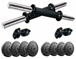 Protoner DUM20K 3-in-1 PVC Adjustable Dumbbell Set, Black