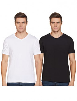 Amazon Brand - Symbol Men's Solid Regular T-Shirt (AW17PLPO2V2_Black, White S)