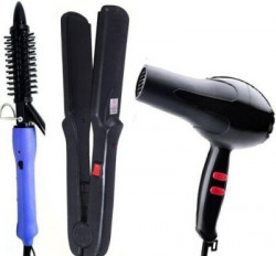 PTITSA COMBO PACK OF 1800W DRYER AND 522 STRAIGHTENER WITH 471 CURLER Hair Dryer(1800 W, Black)
