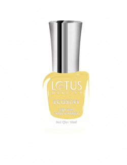 Lotus Makeup Ecostay Nail Enamel - Squeezy Lemon | Yellow | Long Lasting | Super Glossy | Chip Resistant | DBP & Toulene Free | Vegetarian | 10ml