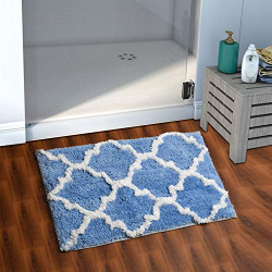 AEROHAVEN Glorious Super Soft Microfiber Abstract Moroccan Designer Anti Slip Bathmat (Aqua, 40 cm x 60 cm)