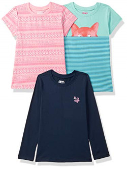 Amazon Brand - Jam & Honey Girl's Regular T-Shirt (AW20GTHSPO3_Multicolor 5 6 7 Years)