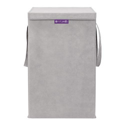 PrettyKrafts 75L Folding Laundry Basket, Large Laundry Hamper With Lid & Handles, Collapsible Freestanding Clothes Hamper, Storage Basket for Bedroom, Bathroom, Dorm (Grey)