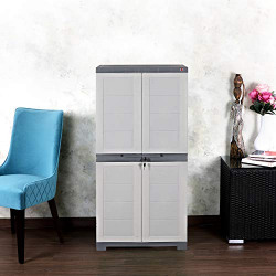 Cello Novelty Big Multipurpose Plastic Cupboard White & Grey | Space-S