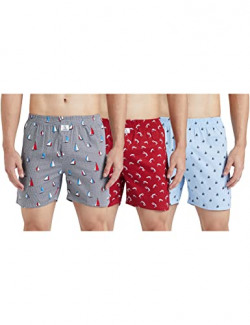 Longies Men's Cotton Men Boxers(Pack of 3) (LGBOXPO3451_Navy,Grey,Maroon3451_S)