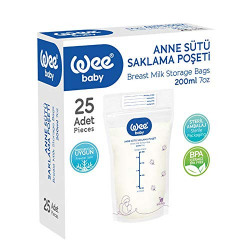 Wee Baby Breast Milk Storage Bag, BPA Free Milk Storage Freezer Bags for Breastfeeding, Transparent, 200ML (Pack of 25 Bags)