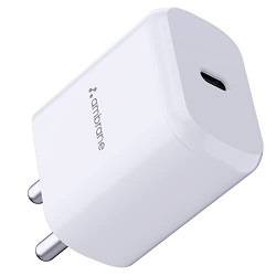 Ambrane 20W Type C Mobile Charger Adapter, Fast Charging for Android, iPhone 14/13,13/12/11/X & Pro, Max Series & Other Type C Enabled Devices, PD Technology, BIS Certified (Raap M20, White)