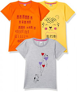 Gubbarey Girl's Starred Regular fit T-Shirt (TSG5003_Multicoloured 5 6 Years)