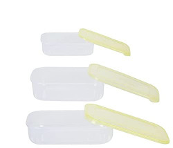 Aristo Italy Plastic Storage Container 3 Pcs Set, Transparent Clear (20.2 x 13.4 x 5cm)