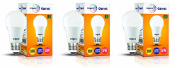 wipro Polycarbonate Garnet Base E27 5-Watt LED Bulb (Pack of 3, Warm White)