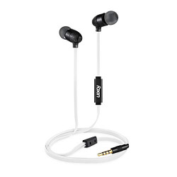 (Renewed) Foxin in-Ear Sweat-Proof Wired Earphones with 10 mm Bigg Bass Driver, in-line Mic, Noise Cancelling Headset with 1.2m Tangle-Free Cable for iOS and Android Smartphones (T2-Black-White)
