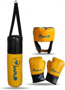 MR.B SPORTS Kids Boxing kit Yellow (Filled Punching Bag, Gloves and Headgear Speed Bag(Heavy, 18 inch)