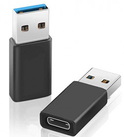 AUGEN by VisionsIndia USB Type C Female to USB Male Adapter - USB C to USB A Connector,Works with Laptops,Chargers,and More Devices with Standard USB A Interface (Black) (Pack of 2)