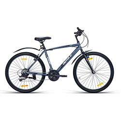 VECTOR 91 Athens 26T 21 Speed Hybrid Bike, 18.5 Inch Frame, Ideal For Men (Black, Grey), Rigid