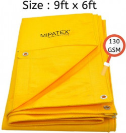 Mipatex Tarpaulin Sheet Waterproof Heavy Duty 9ft x 6ft, 130 GSM Plastic Cover Tent - For Multipurpose Plastic Cover for Truck, Roof, Rain, Outdoor or Sun, Poly Tarp with Aluminium Eyelets every 3 feet (Yellow)(Yellow)