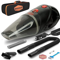 WOSCHER 2003 High Power Auto Car Vacuum Cleaner for Deep Cleaning, Hand Held Portable Cars Vacuum for car Cleaning with DC 12V, 140W Vacuum Motor & 5000 PA Powerful Suction, Black