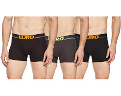 Euro Men's Cotton Trunks (Pack of 3) (REUEUMCFTR3P00-Multiple-90_Multiple_L)
