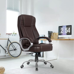Green Soul Vienna | Leatherette Office Chair | Ergonomic Executive Boss Chair with Spacious Cushioned Seat | Heavy Duty Metal Base | High Back | 3 Years Warranty (Brown)