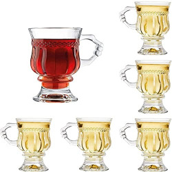 Bhakti Enterprise Glass Coffee Mugs Tea Cup 150 ml Set of 6 Coffee, Tea, Milk, Hot and Cold Drinks, Green Tea Mugs with Handle