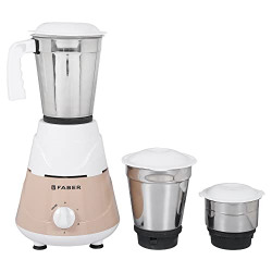 Faber Marvel 500W Blender Mixer Grinder, || Low-Noise, Up to 18000 RPM Speed || 3 SS Steel Jars for Wet, Dry Or Chutney Grinding ||1 year Comprehensive Warranty (FMG MARVEL 500W 3J PW) Peach White