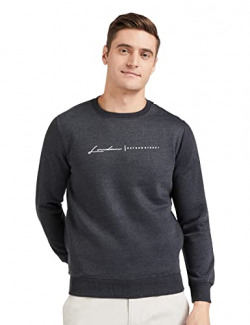 Qube By Fort Collins Men's Fleece Round Neck Sweatshirt (929241 SMU_Anthra_L)