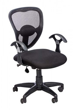 Da URBAN Boom 01 Mid-Back Revolving Mesh Ergonomic Chair for Home & Office with Tilt Lock Mechanism, Armrest & High Comfort Seating (Black)