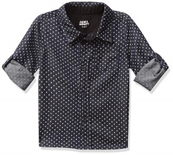 Amazon Brand - Jam & Honey Baby-Boy's Regular Fit Button Down Shirt (JHINFBSHR-DFS-H_Dk Indigo 9-12 Months)