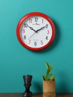 Zanibo Analog 19 cm X 19 cm Wall Clock(Red, With Glass, Standard)