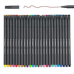 Fineliner Color Pens Set, 0.38mm Fine Tip Pens, Porous Point Makers Drawing Pen, Perfect for Writing in Bullet Journal and Planner, 24 Assorted Colors from ai-natebok