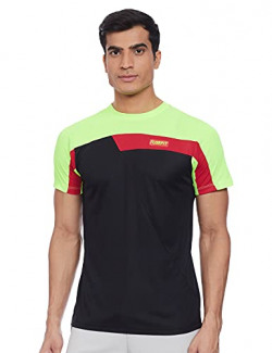 Fusefit Men's Geometric Regular T-Shirt (FFA-MT046-02-M_Black/RED/Green M)