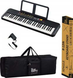 YAMAHA PSR F52 With Blueberry KB-40 Bag and R-12IN Stand, Digital Portable Keyboard(61 Keys)