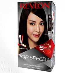 Revlon Top Speed Hair Color With Ginseng Root Extract & Mother Of Pearl For Women, 40g + 40g + 15 ml - Natural Brown 60