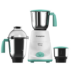 Crompton Treat 750X Mixer Grinder with Motor Vent-X Technology (3 Stainless Steel Jars, White and Turquoise) (TREAT750X)