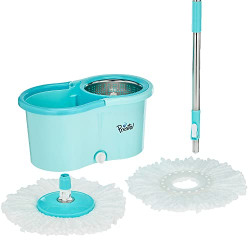 Presto! Spin Mop with Steel Wringer, Plastic Bucket Set, Blue