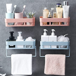 ChillyFit 4 PACK Bathroom Rack, Bathroom Accessories, Bathroom Shelf Organizer, Wall Mounted Shelf, Bathroom Hardware And Accessories, Storage Racks, Bathroom Accessories Set For Home, Washroom, Basin, Kitchen Multipurpose Shelves/ Holder Self Stand - White