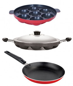 Nirlon Rust Free Non-Stick 3 Piece Kitchen Cooking Utensils Set with Bakelite Handle, 2.6mm_TP_AP(7)_AP(12)