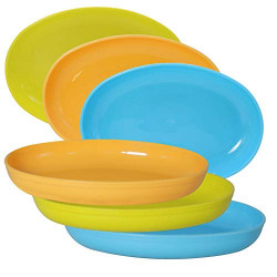 Wonder Plastic Sigma Snacker Microwave Safe Bowl Set, 6 pc 500 ml, Cyan Yellow Green Color, Made in India, KBS03431