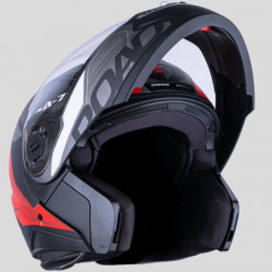 HEADFOX N1 SMART BLUETOOTH Hsba7 Mat black Red/ Single/Clear Visor/Flip up Motorbike Helmet(Black, Red)