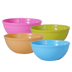 Wonder Prime Sigma 1000 Microwave Safe Multipurpose Plastic Bowl Set, 4 pc Mixing Bowl 650 ml, Blue Yellow Green Pink Colour, Made in India, KBS02233
