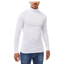 Winter Wear Cotton Plain White Full Sleeve Turtle Neck T-Shirt Sweater for Men