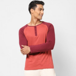 Ajile By Pantaloons Solid Men Henley Neck Red T-Shirt