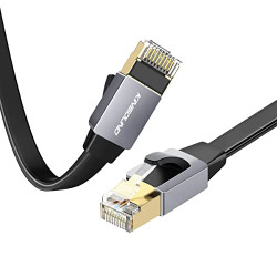 Kinsound Lan 10 Gigabit 600Mhz Cat 7 Durable Aluminum Rj45 Network Cable For Gaming, Tv, Modem, Router, Lan Adsl (Black And Silver, 1M)