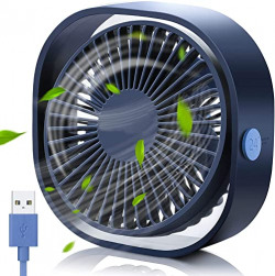 Piesome Table Fan, Table fan High Speed, USB Desk Fan,3 Speeds Portable Desktop Table Cooling Fan Powered by USB,Strong Wind,Relatively Quiet,for Home Office Car Outdoor Travel (Blue)