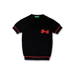 United Colors of Benetton Girl's Blouson Cotton Sweater (22A11BOWSLV9I100_Black_2 3 Years)