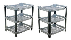 Kuber industries Plastic 2 Pieces 3 Layer Big Multi-Purpose Kitchen Storage Basket Rack (Grey) - CTKTC30665