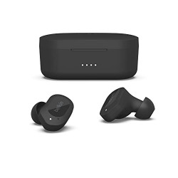 Belkin SOUNDFORM Play True Wireless in-Ear Earbuds, IPX5 Sweat & Water Resistant, Up to 38 hrs. Playtime, Bluetooth 5.2, Wireless Charging, Dual mic on Each Side, Compatible with iOS & Android, Black